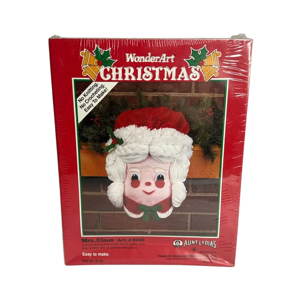 WonderArt Christmas Santa & Mrs Claus Craft Kits K131 K136 NOS Sealed 1991